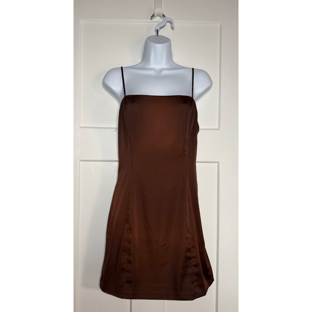 Aritzia Sunday Best Brown Slip Dress Size 8 Spaghetti Straps Mini Dress